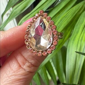 Elegant Crystal Teardrop Ring